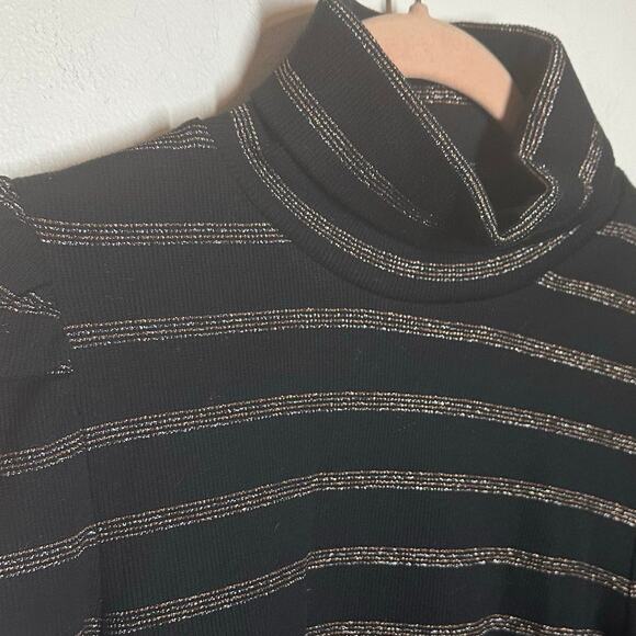 Veronica Beard Women's Cedar Striped Metallic Turtleneck Knit Top Size Medium - Picture 3 of 6
